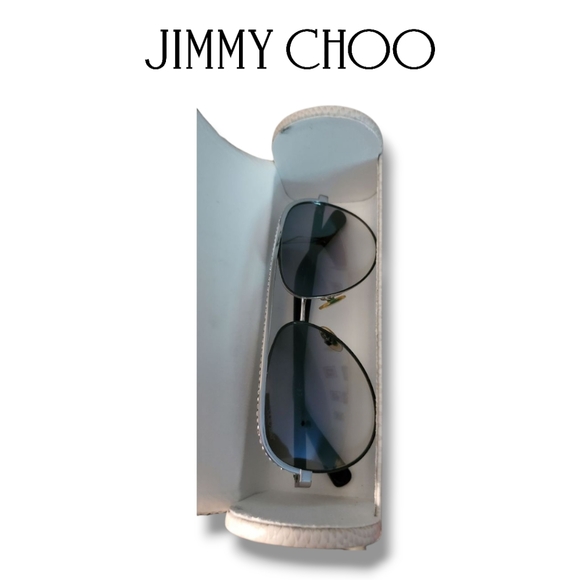 Jimmy Choo LINA/S Silver Black Crystal Jeweled Aviator Gradient Sunglasses - Picture 4 of 16